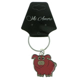 Pig Split-Ring-Keychain Silver-Tone & Pink Colored #180