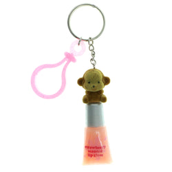 Lip Gloss Monkey Split-Ring-Keychain Pink & Brown Colored #182