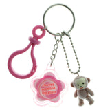 Lip Gloss Monkey Split-Ring-Keychain With Drop Accents Pink & White Colored #185