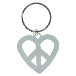 Heart Peace Sign Split-Ring-Keychain Silver-Tone Color  #187