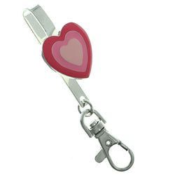 Hand Bag Clip Hearts Novelty-Keychain Silver-Tone & Pink Colored #191