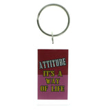 Attitude Is A Way Of Life Phrase Double Sided Split-Ring-Keychain Clear & Multi Colored #193