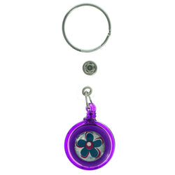 Retractable Belt Clip Flower Split-Ring-Keychain Purple & Multi Colored #197
