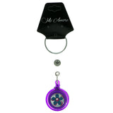 Retractable Belt Clip Flower Split-Ring-Keychain Purple & Multi Colored #197