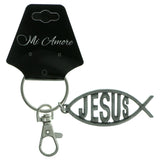 Jesus Fish Religious-Keychain Silver-Tone Color  #199