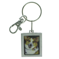 Picture Frame Double Sided Frame Size 1 1/4 X 1 1/2 Split-Ring-Keychain Silver-Tone Color  #201