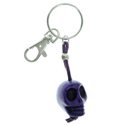 Sculpted Skull Split-Ring-Keychain Purple Color  #203