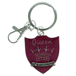 Shield Queen Of Everything Split-Ring-Keychain Silver-Tone & Pink Colored #208