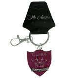 Shield Queen Of Everything Split-Ring-Keychain Silver-Tone & Pink Colored #208