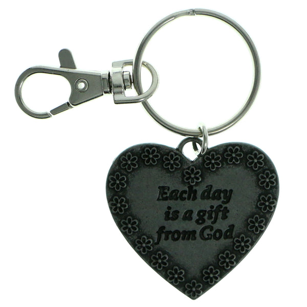 Inspirational Heart Split-Ring-Keychain Silver-Tone Color  #210