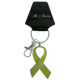 Cancer Ribbon Strength Split-Ring-Keychain Silver-Tone & Yellow Colored #212