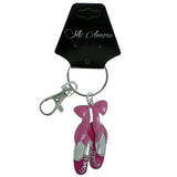 Ballerina Slippers Dance Split-Ring-Keychain Pink & Silver-Tone Colored #216