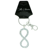 Infinity Symbol Split-Ring-Keychain With Crystal Accents Silver-Tone & Clear Colored #222