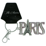Paris Eiffel Tower Split-Ring-Keychain Silver-Tone & Pink Colored #231