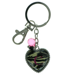 Heart Initial C Split-Ring-Keychain With Faceted Accents Silver-Tone & Multi Colored #247