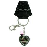 Heart Initial C Split-Ring-Keychain With Faceted Accents Silver-Tone & Multi Colored #247