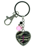 Heart Initial J Split-Ring-Keychain With Faceted Accents Silver-Tone & Multi Colored #248