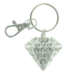 Diamond Split-Ring-Keychain With Crystal Accents Silver-Tone & Clear Colored #236