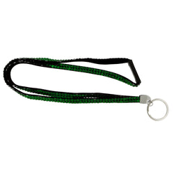 Green & Black Colored Fabric Lanyard-Keychain With Crystal Accents #239