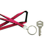 Pink & Black Colored Fabric Lanyard-Keychain With Crystal Accents #249