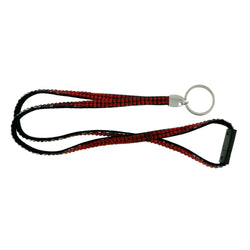 Red & Black Colored Fabric Lanyard-Keychain With Crystal Accents #250