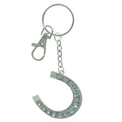 Horse Shoe Split-Ring-Keychain With Crystal Accents  Silver-Tone Color #253
