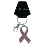 Breast Cancer Awareness Ribbon Hope Split-Ring-Keychain Silver-Tone & Pink Colored #261