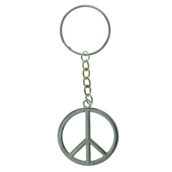Peace Sign Split-Ring-Keychain Silver-Tone Color  #262
