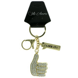Thumbs Up I Like It Emoji-Keychain With Crystal Accents Gold-Tone & Clear Colored #279