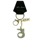 OK Emoji-Keychain With Crystal Accents Gold-Tone & Clear Colored #280