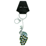 Peacock Split-Ring-Keychain With Crystal Accents Silver-Tone & Multi Colored #281