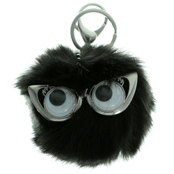 Furball PomPom Fluffy Googly Eyes Split-Ring-Keychain Black Color  #285