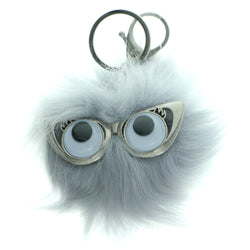 Furball PomPom Fluffy Googly Eyes Split-Ring-Keychain Gray Color  #287