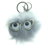 Furball PomPom Fluffy Googly Eyes Split-Ring-Keychain Gray Color  #287