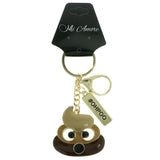 OH POO Emoji-Keychain With Crystal Accents Gold-Tone & Brown Colored #288