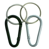 Carabiner Set Of Two Split-Ring-Keychain Silver-Tone & Green Colored #294