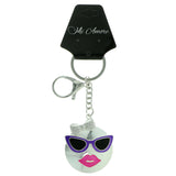 Female Sunglasses Emoji-Keychain With Crystal Accents Silver-Tone & Multi Colored #296