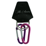 Set Of 2 Carabiner Split-Ring-Keychain Purple & Pink Colored #297