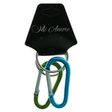 Carabiner Set Of Two Split-Ring-Keychain Blue & Green Colored #298