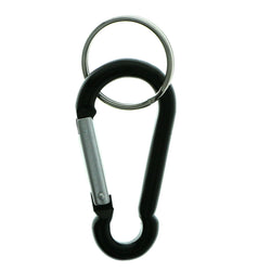 Carabiner Split-Ring-Keychain Black & Silver-Tone Colored #300