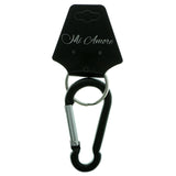 Carabiner Split-Ring-Keychain Black & Silver-Tone Colored #300