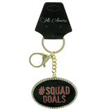 Hashtag Squad Goals Split-Ring-Keychain With Crystal Accents Black & Pink Colored #301