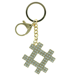 Hashtag Split-Ring-Keychain With Crystal Accents  Gold-Tone Color #304