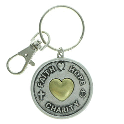 Heart Inspirational Split-Ring-Keychain Silver-Tone & Gold-Tone Colored #025