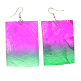 Shell Dangle-Earrings Pink & Green Colored #LQE1004