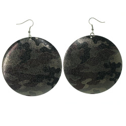 Camouflage Dangle-Earrings Silver-Tone & Multi Colored #LQE1056