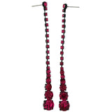 Pink & Black Colored Metal Drop-Dangle-Earrings With Crystal Accents #LQE107