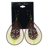 Green & Red Colored Fabric Dangle-Earrings #LQE1139