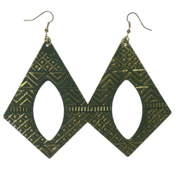 Green & Gold-Tone Colored Metal Dangle-Earrings #LQE1140