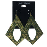 Green & Gold-Tone Colored Metal Dangle-Earrings #LQE1140